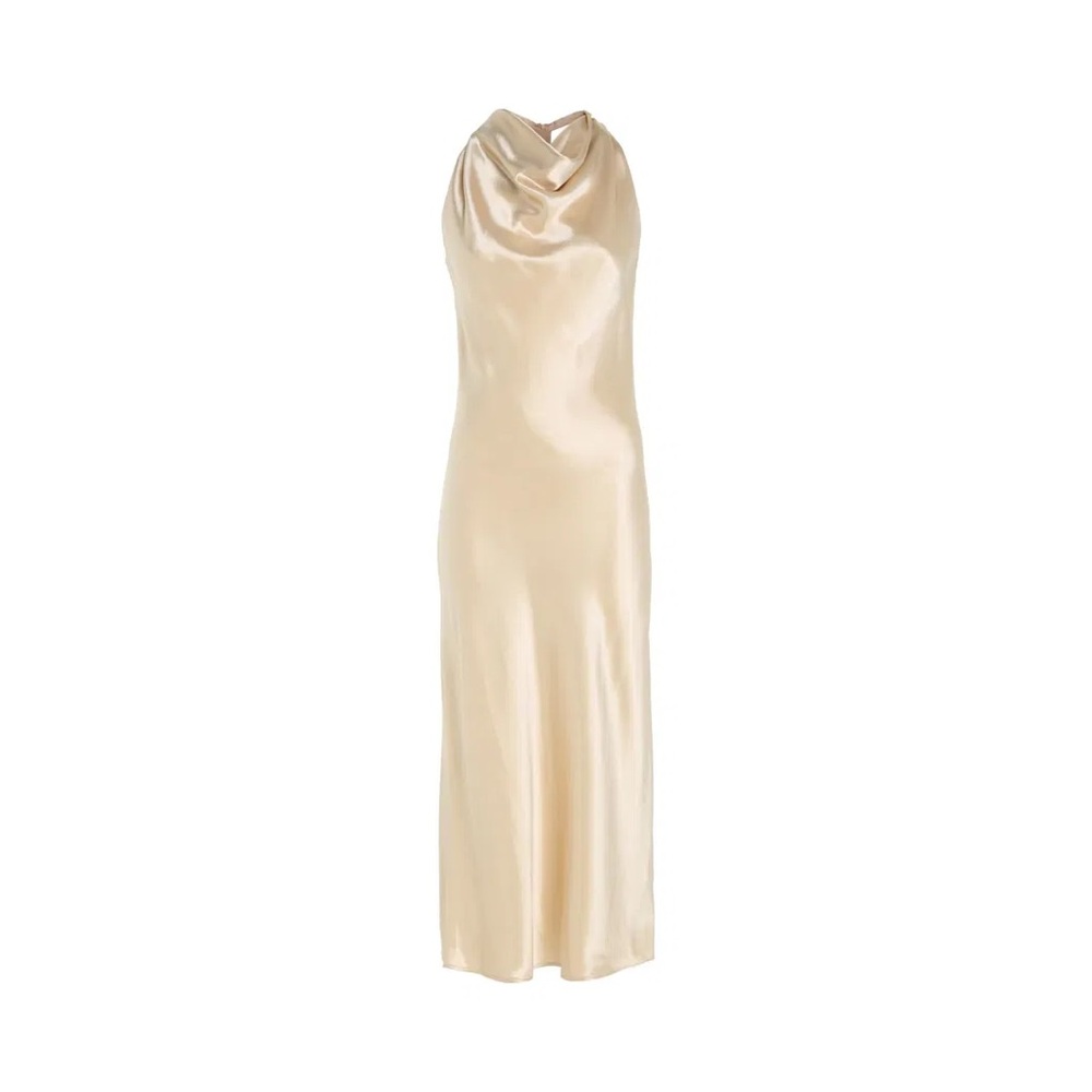 Calvin Klein Champagne Satin Cowl-neck Gown